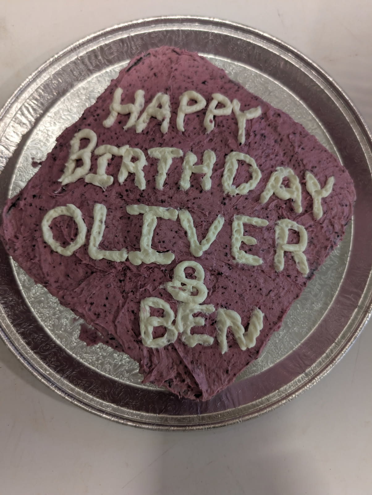 Two-tier gluten-free, dairy-free, and nut-free birthday cake with buttercream finish, Fates Cauldron Bakery, Red Deer