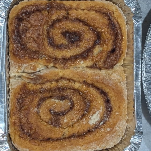 Cinnamon Rolls (2 Pack), gluten-free, dairy-free, and nut-free, baked in Red Deer