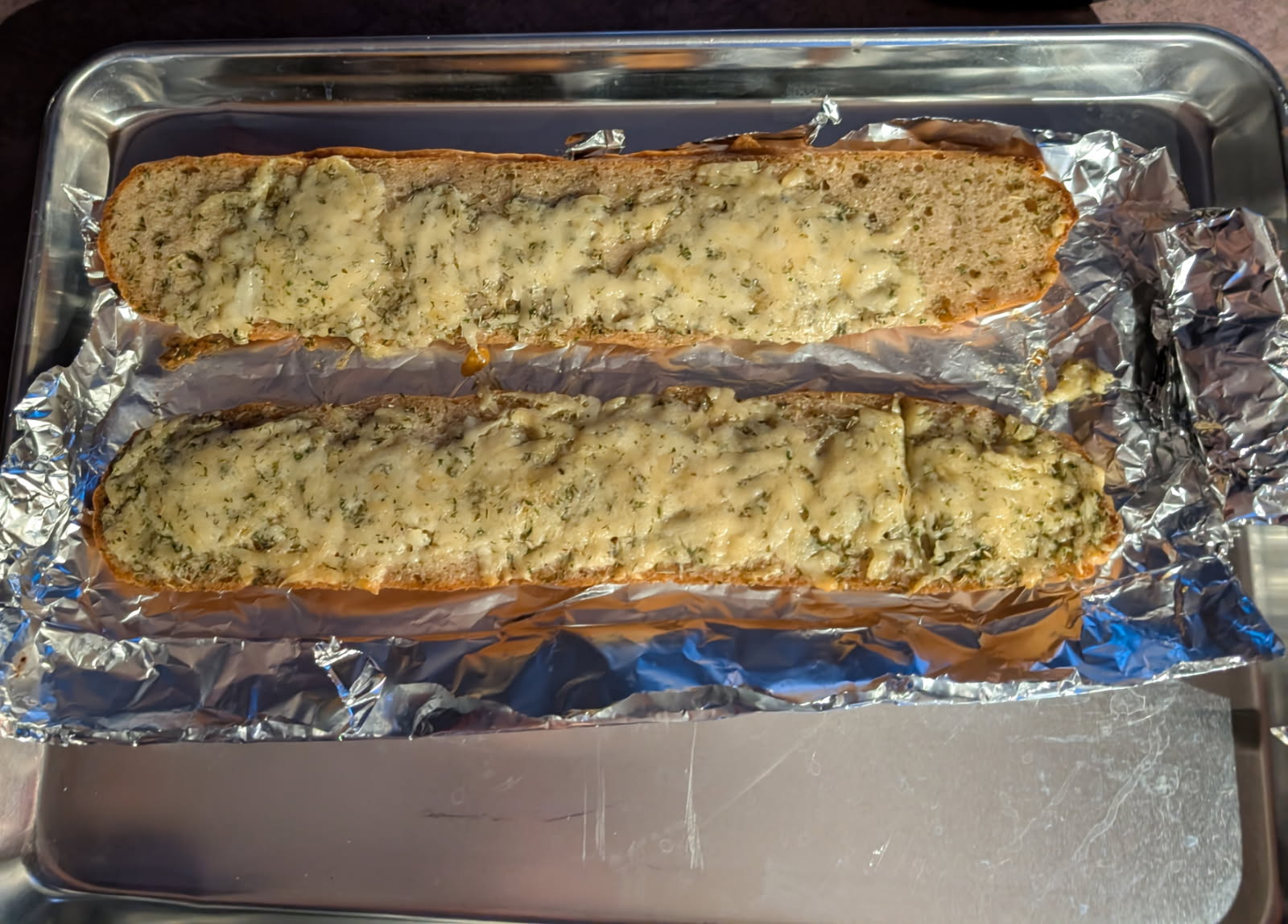 Garlic Bread with Cheese, gluten-free, dairy-free, and nut-free, baked in Red Deer